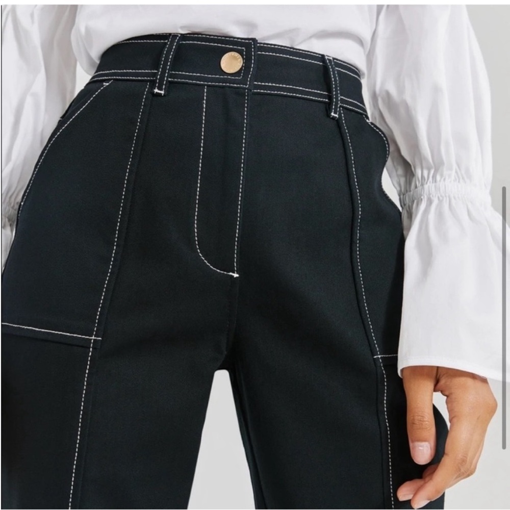 Something Navy Black‎ Wide Leg contrast stitch trousers size 16 New - Picture 2 of 9